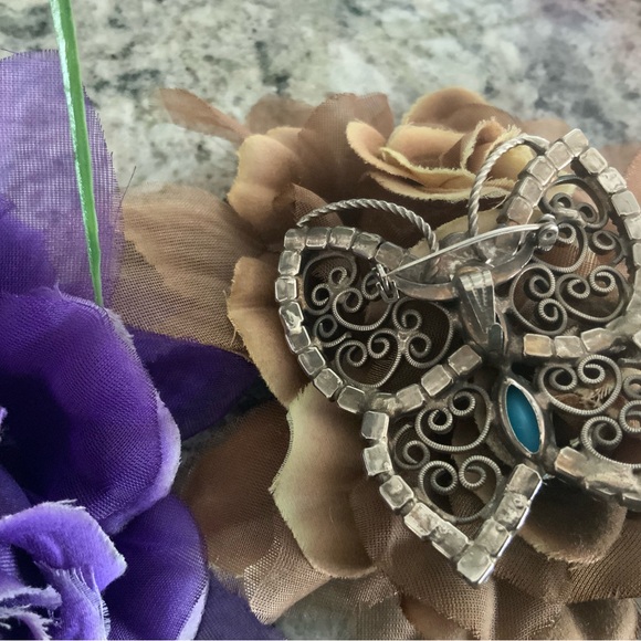 Beautiful Vintage Rare Style Turquoise Butterfly Brooch, D&E Juliana. BOOK PIECE - Picture 4 of 4